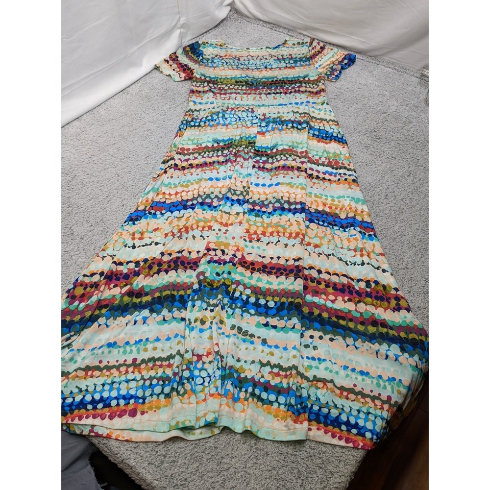 Cap Juluca Aldo Martins Dress L Colorful Abstract Cinco de Mayo Siesta Boho - Picture 13 of 16
